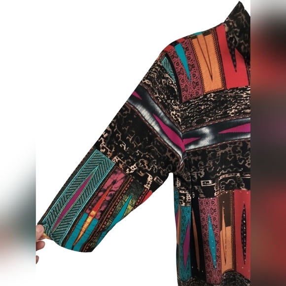 1932)Vintage Jackets Galore by John Farah Multicolor 1/4 Zip Tunic Top Size L - Picture 2 of 8